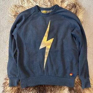 Aviator Nation Grey with Gold Bolt Crew Neck Sweatshirt